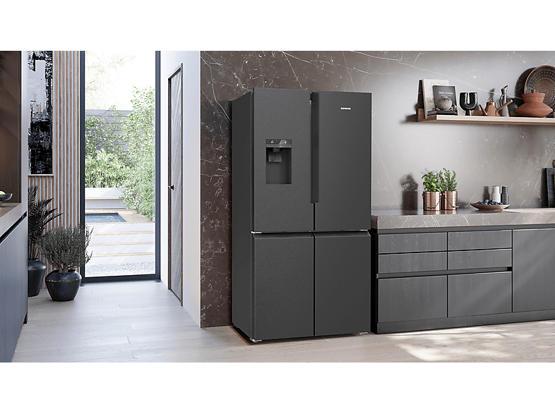 Siemens KF96DPXEA iQ700 Kühl- und Gefrierkombination, mehrtürig (574 l, E, 1830 mm hoch, No Frost (verminderte Eisbildung), Gebürsteter schwarzer Stahl AntiFingerprint) — Foto 3 von 5