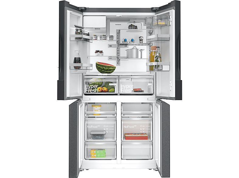 Siemens KF96DPXEA iQ700 Kühl- und Gefrierkombination, mehrtürig (574 l, E, 1830 mm hoch, No Frost (verminderte Eisbildung), Gebürsteter schwarzer Stahl AntiFingerprint) — Foto 4 von 5
