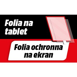 Obraz z tekstem 'Folia na tablet', 'Folia ochronna na ekran' oraz ochraniaczem ekranu na czarno-białym tle.