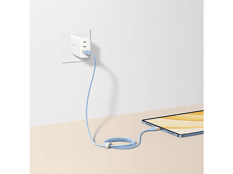 Cable USB - Baseus Dura, USB-A a USB-C, 200 cm, 100W, Carga rápida, Ultrarresistente, Azul
