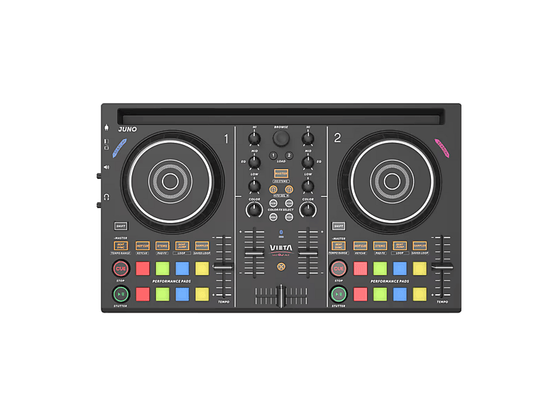 Mezcladora DJ - Vieta Pro Juno, 2 Canales, Power Pass-Through y USB-C, Negro