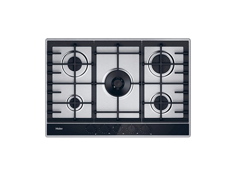 HAIER HAHG7W5TX PIANO COTTURA GAS, 5 zone di cottura, dimensioni: L 74,5 cm, P 51 piano in Acciaio inossidabile, Inox