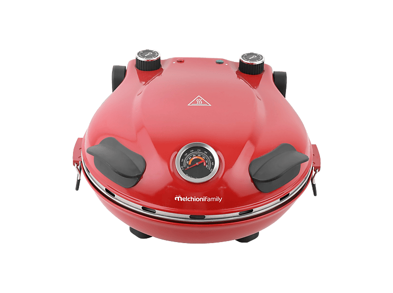 Forno pizza Melchioni Family Bella Napoli Plus, 1200W, piastra removibile in pietra refrattaria da 31cm, doppia regolazione della temperatura e 2