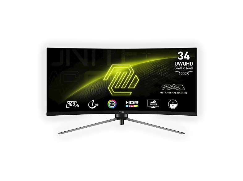 MSI MAG 345CQR Monitor Gaming, 34 '', UWQHD, 3440 x 1440 Pixel, tempo di risposta 1 ms, refresh rate 180 Hz