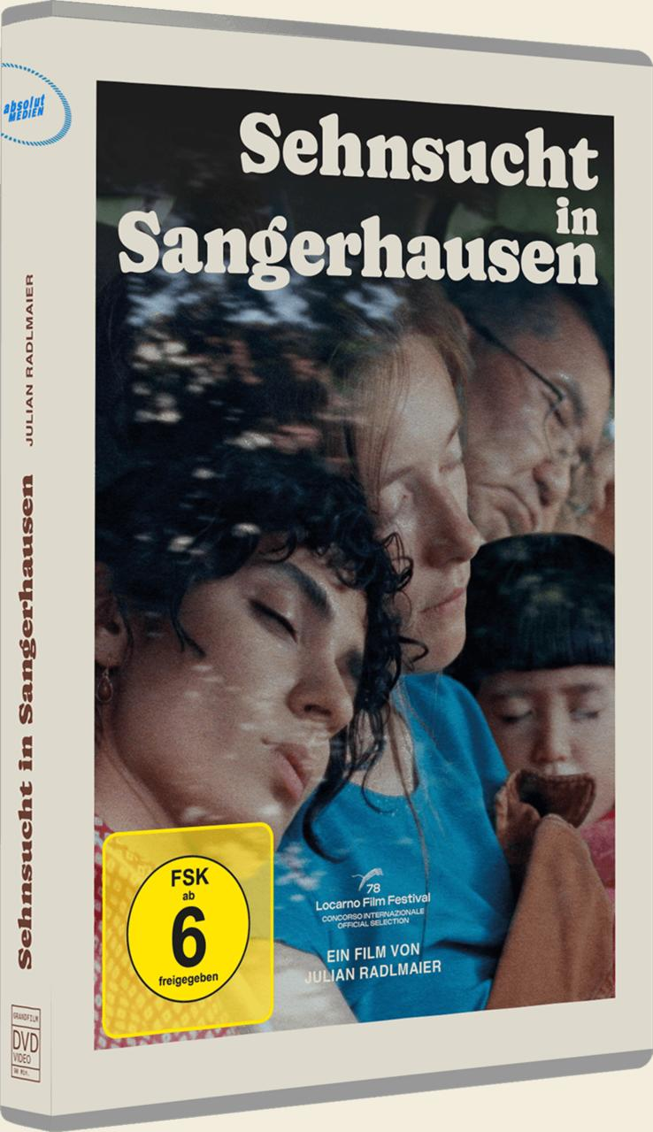 Filmposter mit Gesichtern, Titel 'Sehnsucht in Sangerhausen'. Enthält Siegel, Festival-Details und Namen des Regisseurs.