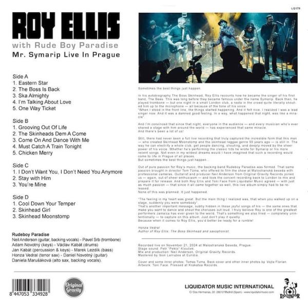 Albumcover: Roy Ellis mit Rude Boy Paradise. Band spielt live mit Text und Titelliste.