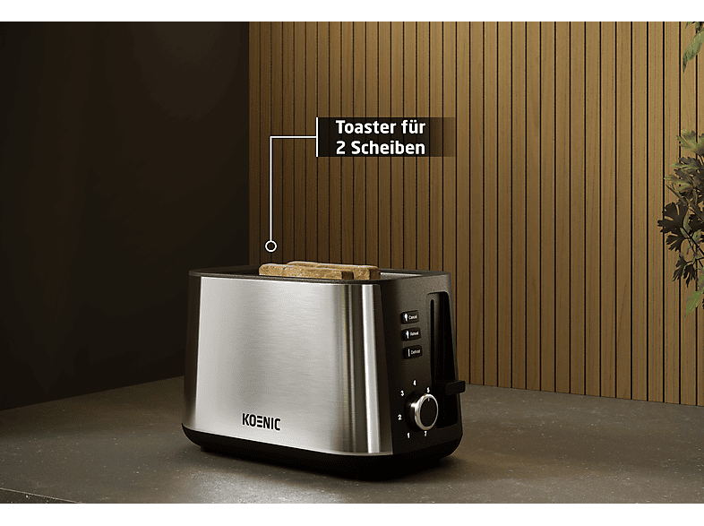 KOENIC KTO 2325 M Toaster Edelstahl (980 Watt, Schlitze: 2)