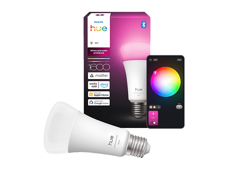 Philips Hue White und Color Ambiance smarte E27; LED Lampe