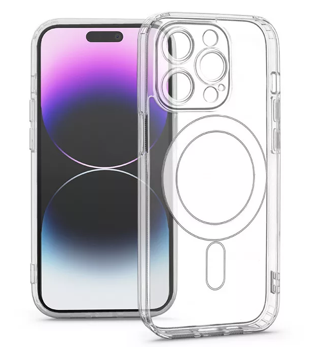 HAFFNER Apple iPhone 14 Pro Max MagSafe kompatibilis kameravédős szilikon tok, átlátszó (HF185625)