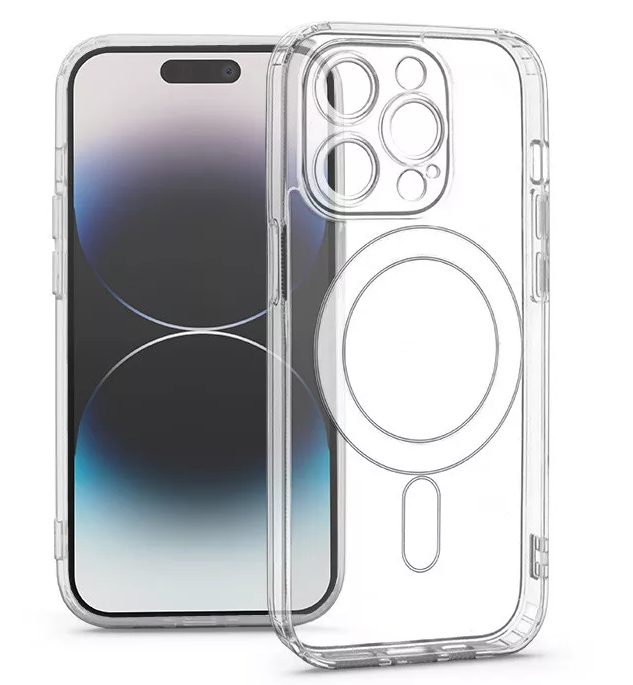 HAFFNER Apple iPhone 14 Pro MagSafe kompatibilis kameravédős szilikon tok, átlátszó (HF185632)