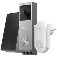 MediaMarkt EZVIZ Bundle Battery Dual Lens Doorbell EP3X Pro+CH1 Chime + Zonnepaneel Video deurbel Grijs aanbieding