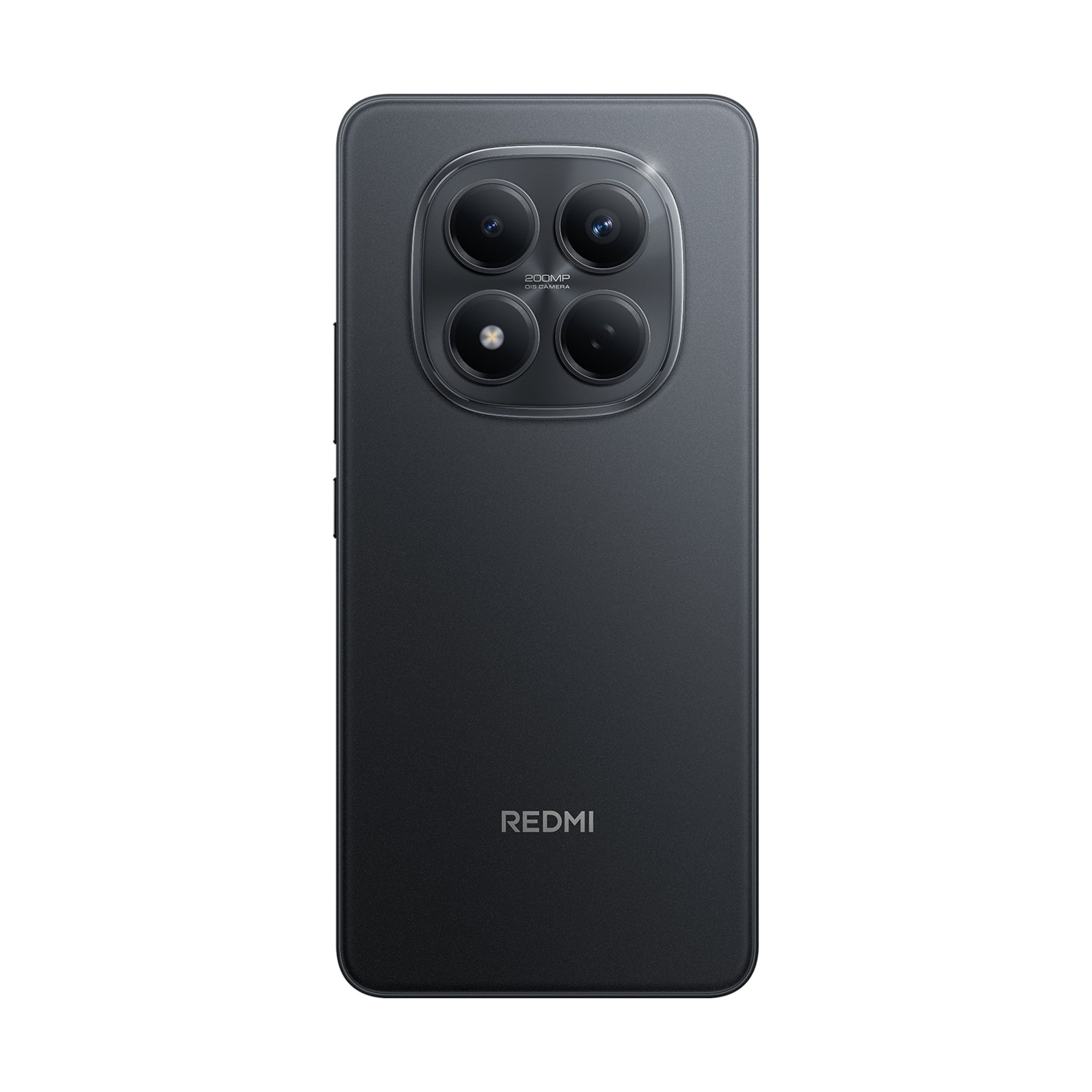 Il retro di uno smartphone Redmi nero. Presenta quattro obiettivi e un logo Redmi in basso.