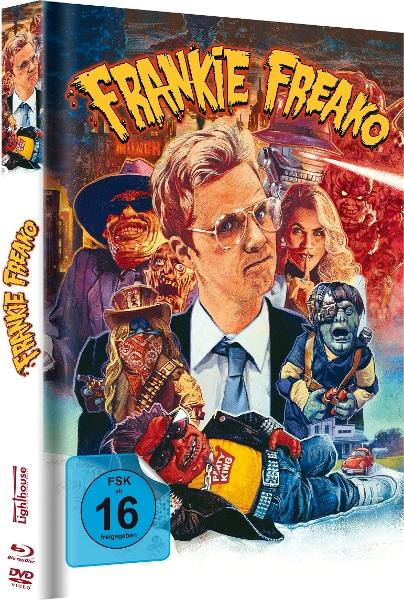 DVD-Cover für Frankie Freako, mit einem Mann mit Brille, Zombies und einem Party King.
