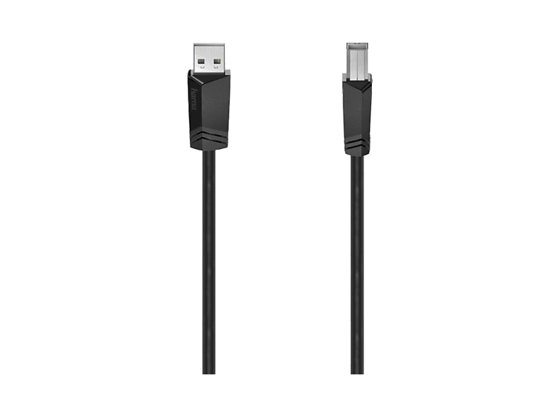 Cable USB - Hama 00200603, 3 m, De USB-A a USB-B, 2.0, 480 MBit/s, Doble protección, Negro
