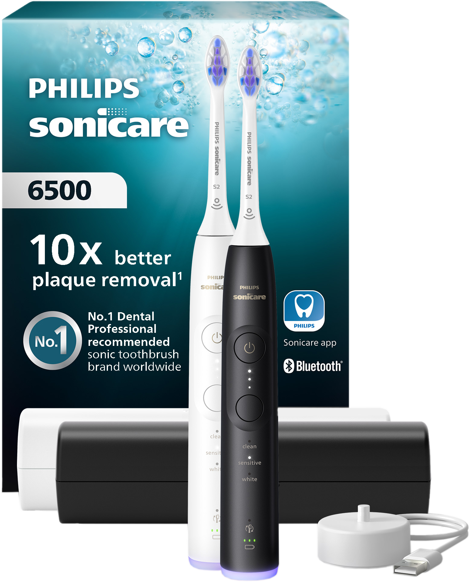 Philips Sonicare 6500 Series Duopack Hx7419/01 Elektrische Tandenborstel Zwart En Wit