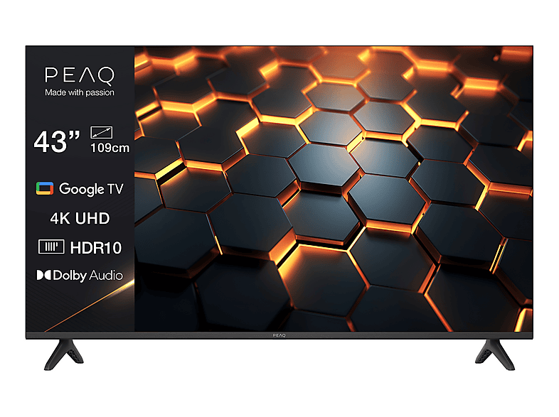 PEAQ PTV 43GU-5025T Google UHD TV (Flat, 43 Zoll / 108 cm, UHD 4K, SMART TV)