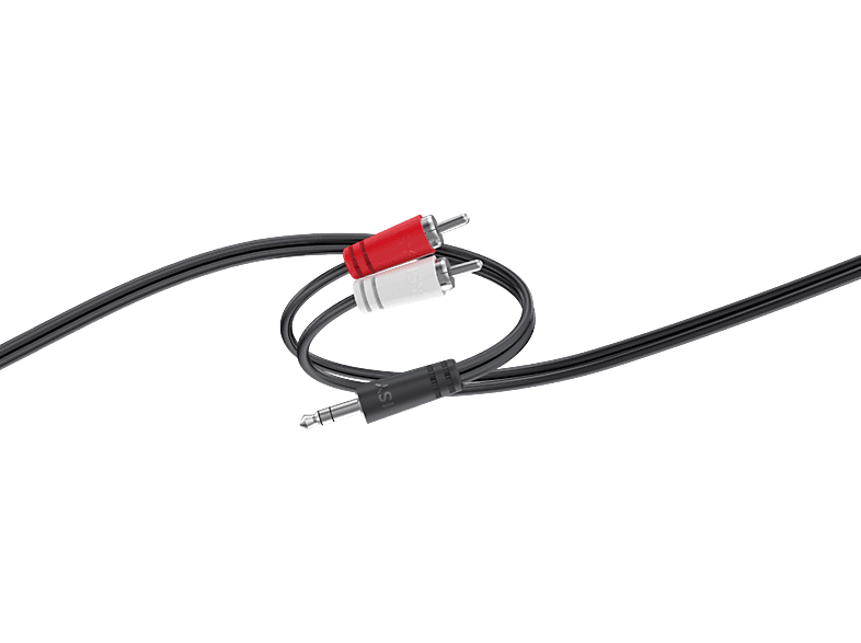 Cable audio - ISY IAU-1023, 1.5m, 3.5 mm jack male a 2x RCA male, Negro
