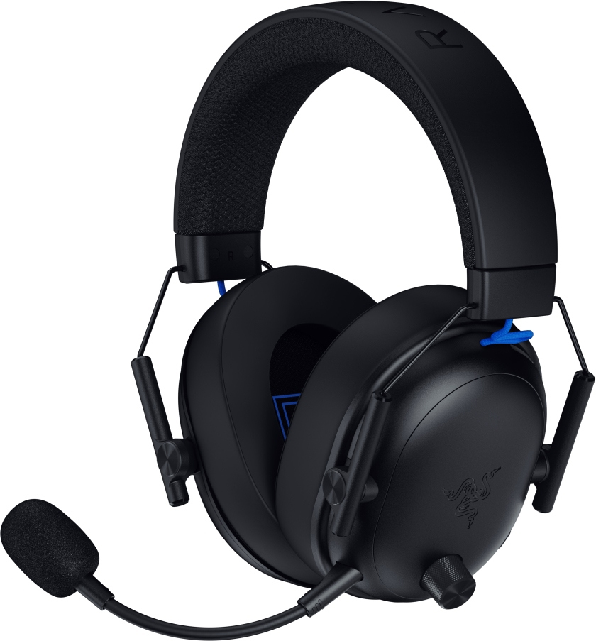 Schwarzes Gaming-Headset mit Mikrofon. Es hat ein gepolstertes Kopfband, Ohrmuscheln und ein flexibles Mikrofon. Das Razer-Logo ist sichtbar.