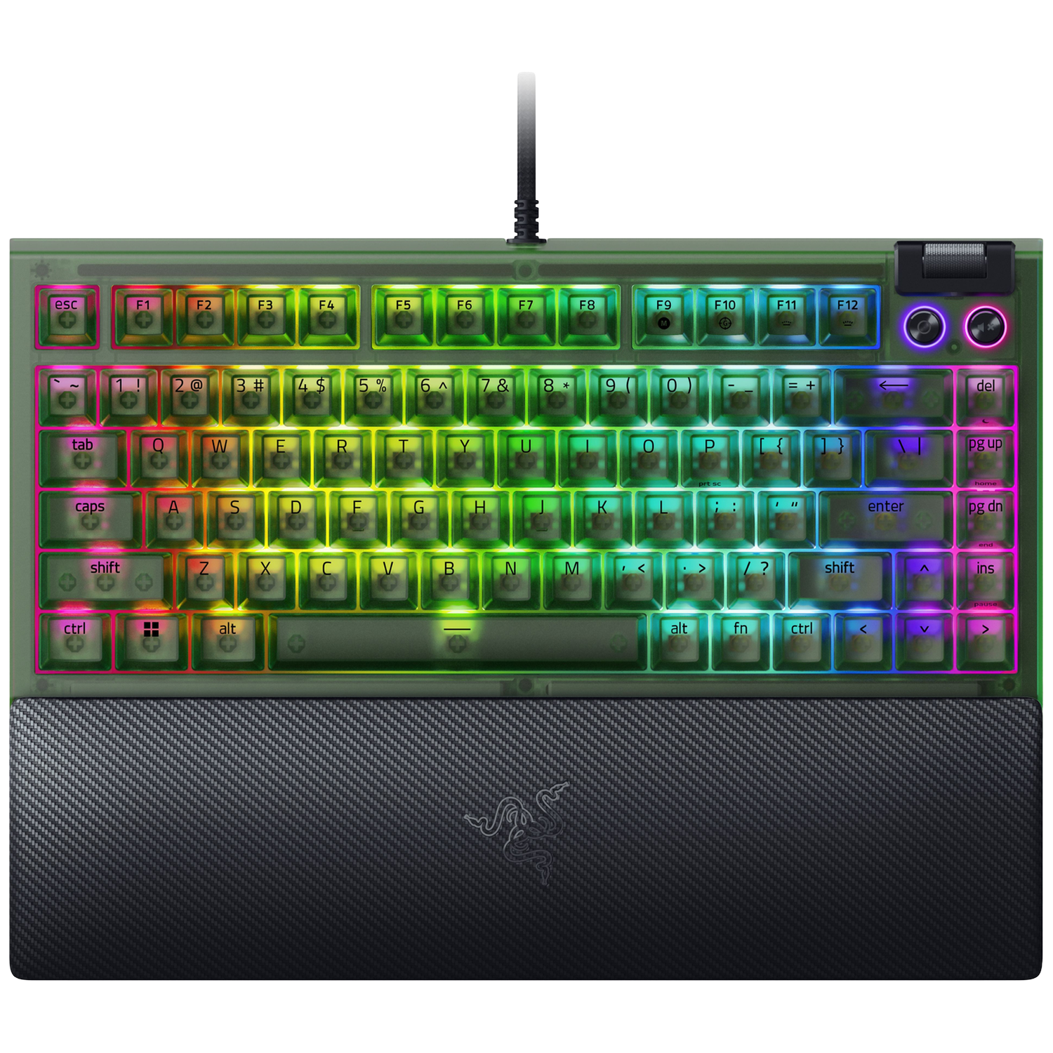 Razer Blackwidow V4 75% - Phantom Green Ed. Us Layout Bedraad Gamingtoetsenbord Zwart