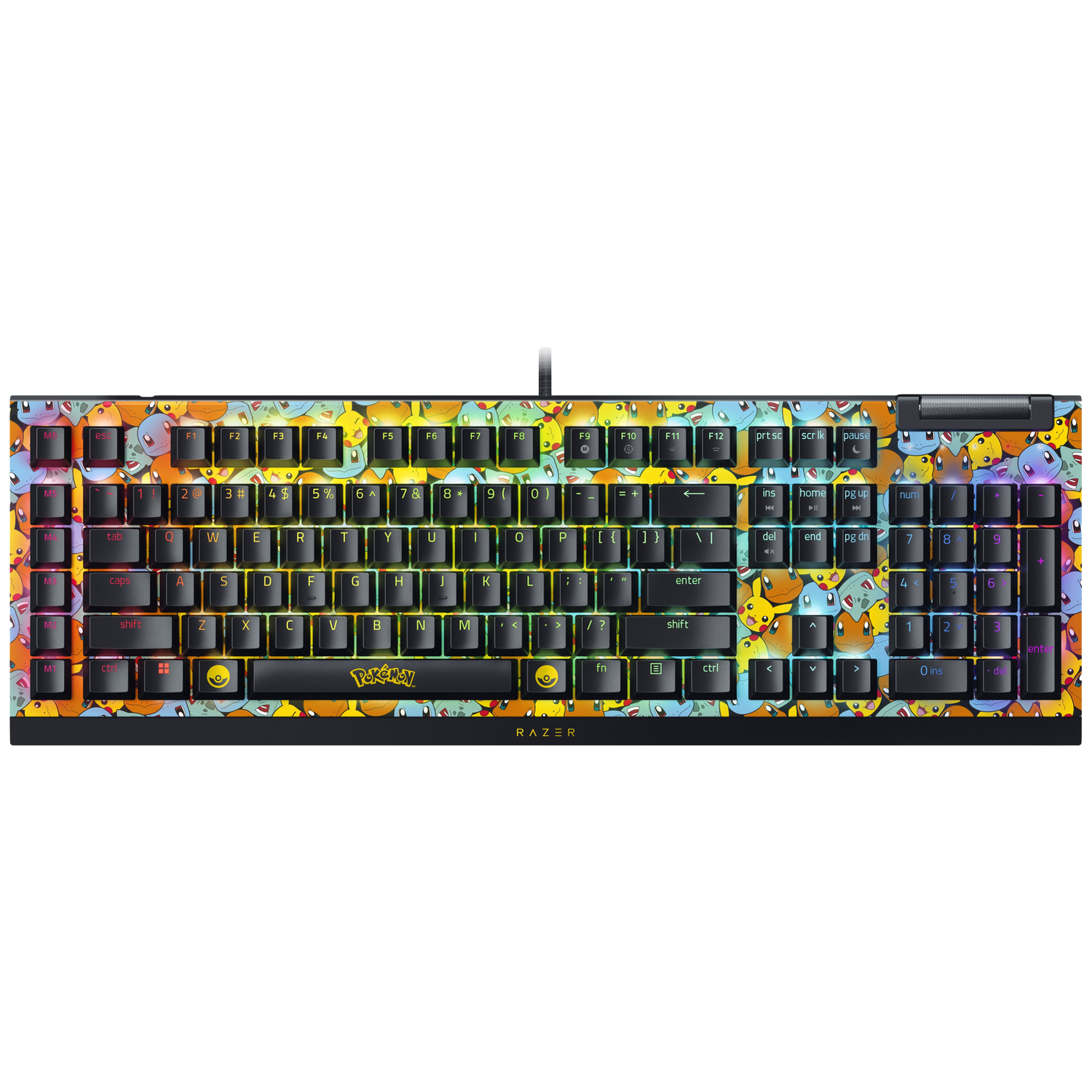 Razer Blackwidow V4 X (green Switch) - pokémon kanto starters Ed. - Us Layout Bedraad Gamingtoetsenbord Zwart / Pokemon Kanto