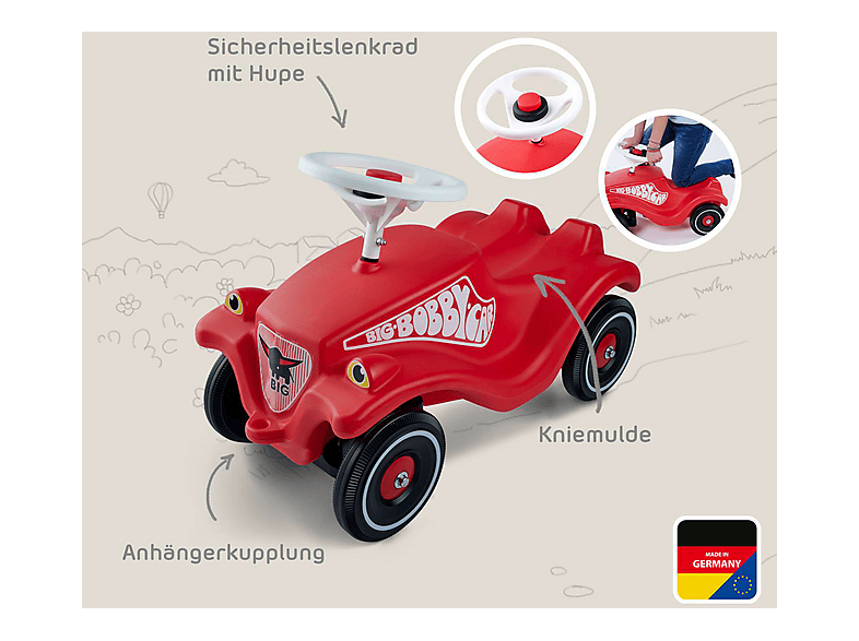 Thumbnail - BIG Bobbycar Classic Rutscherfahrzeug Rot