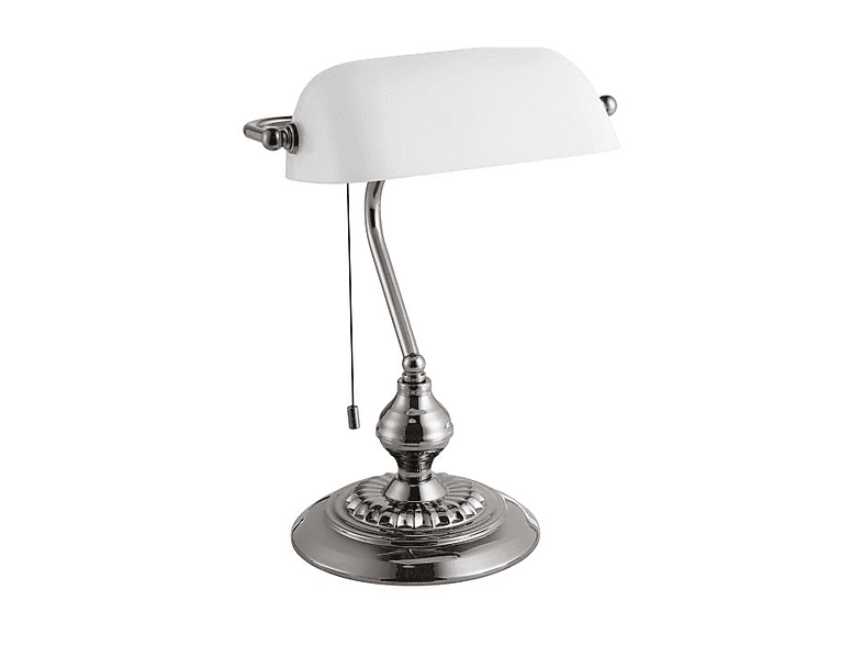 Eglo Bankerlampe Weiß/Messing 39cm E27 I Banker; Tischlampe