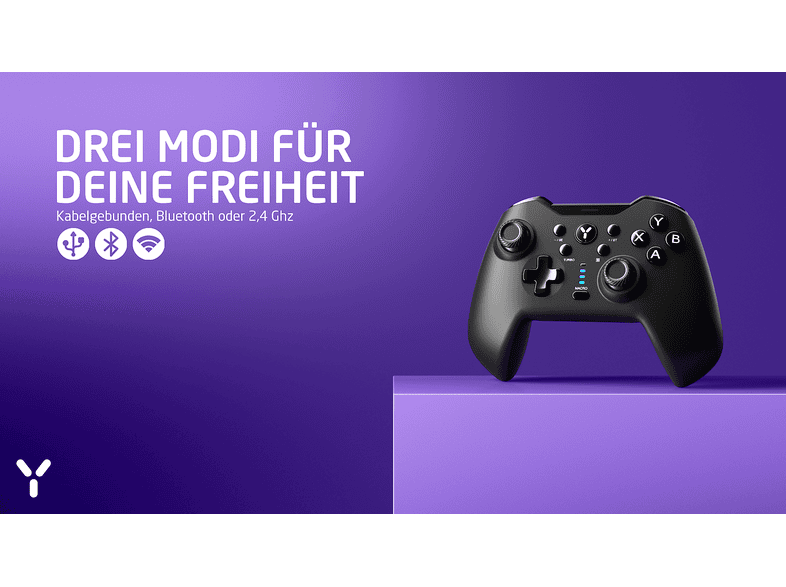 ISY IGP-2000-BK Wireless Gamepad, kabellos oder kabelgebunden, Multiplattformkompatibel, Black; Gaming Controller — Foto 4 von 5