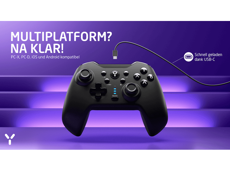 ISY IGP-2000-BK Wireless Gamepad, kabellos oder kabelgebunden, Multiplattformkompatibel, Black; Gaming Controller — Foto 5 von 5