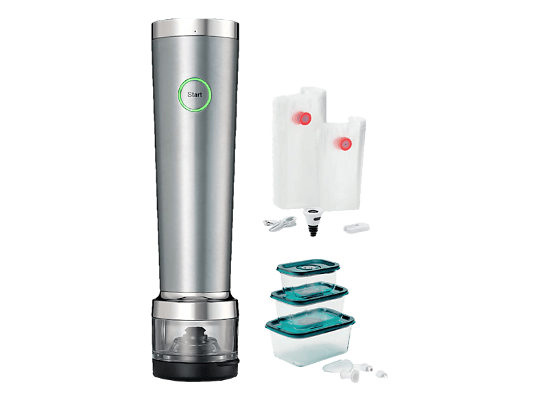 SOLIS Vac Stick Starter Set Kabelloser Hand-Vakuumierer Silber