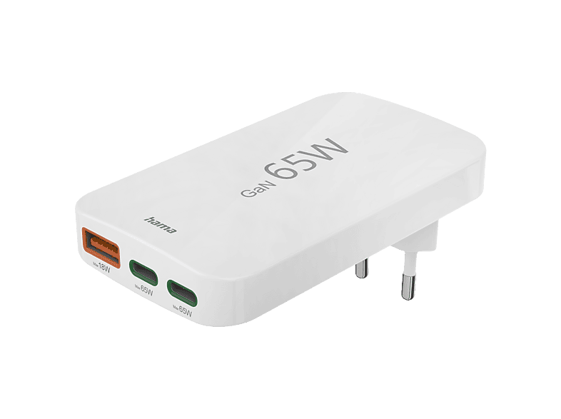 Hama Chargeur rapide 65W avec 2 ports USB-C et 1 port USB-A