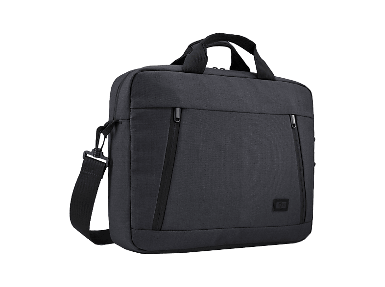 Maletín para portátil - Case Logic HUXA214, Para Portátiles hasta 14", Poliéster, Varios Bolsillos con Cremallera, Negro
