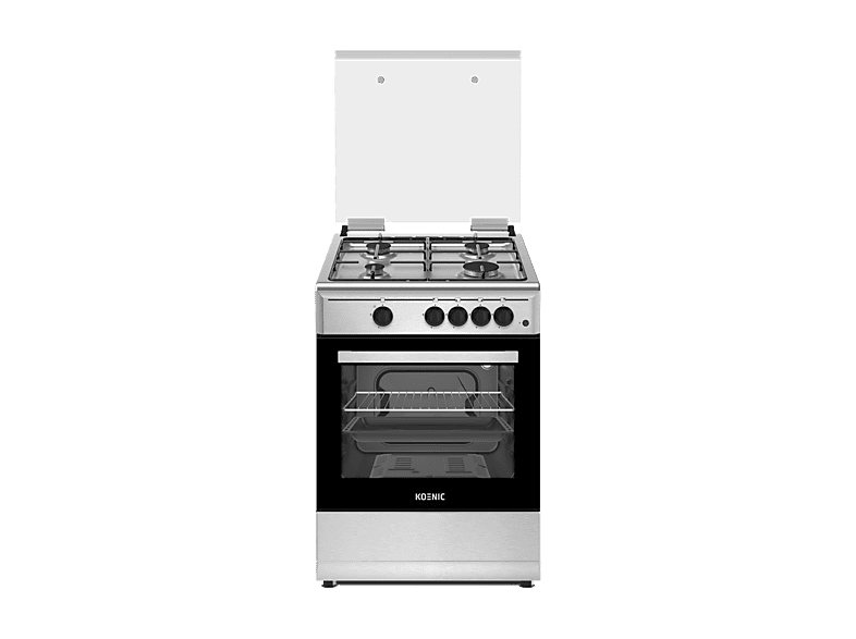 Koenic Cocina A Gas - Kfc 2421-4, 4 Zonas, Horno, Gas Butano, Libre Instalación, Plata