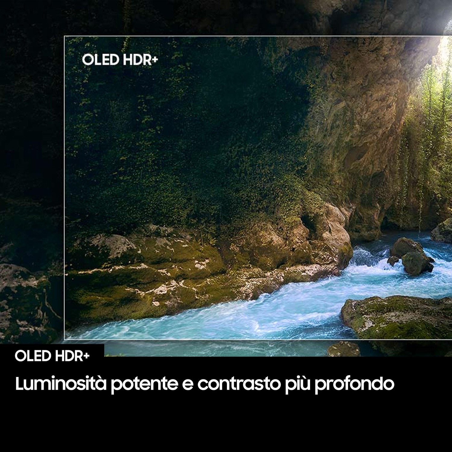 Un fiume scorre attraverso un canyon. L'acqua è blu. Le pareti del canyon sono marroni e verdi. Il sole splende.