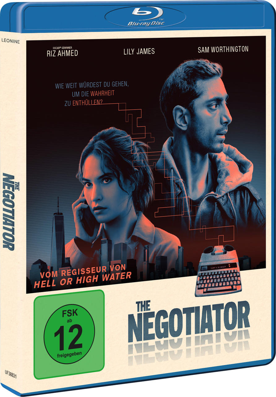 Blu-ray-Cover für "The Negotiator". Zeigt zwei Personen, eine Frau am Telefon, ein Mann, der zur Seite blickt. Text enthält die Namen der Schauspieler.