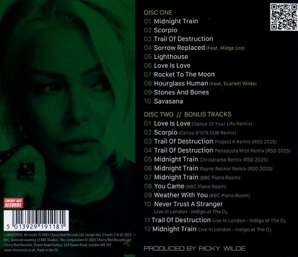Albumcover mit Frauengesicht. Titelliste enthält 'Midnight Train', 'Love Is Love'. Cherry Red Records Logo sichtbar.