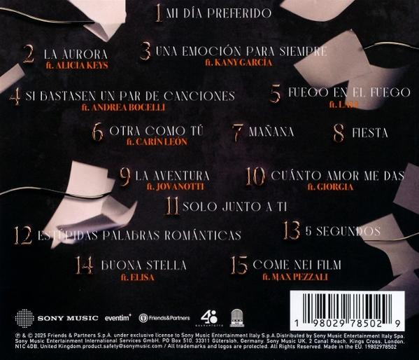 CD-Cover mit dunklem Hintergrund und Songtiteln. Die Nummern sind golden. Einige zerrissene Papierdetails sind vorhanden.
