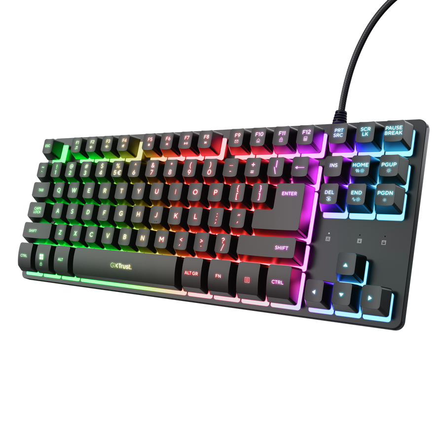 TRUST GXT 833 Thado TKL háttérvilágítású vezetékes billentyűzet, Magyar kiosztás, fekete (26063)