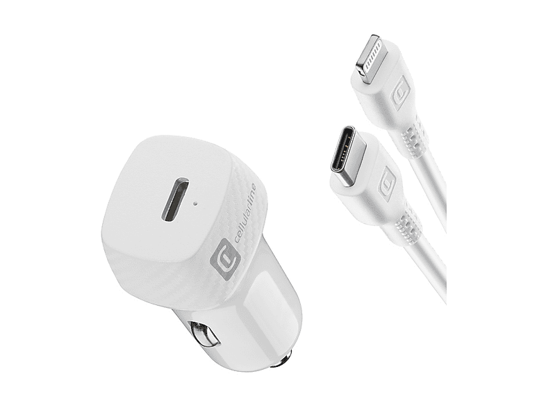 Caricabatteria Auto Cellularline Caricabatterie da auto 20W, Bianco