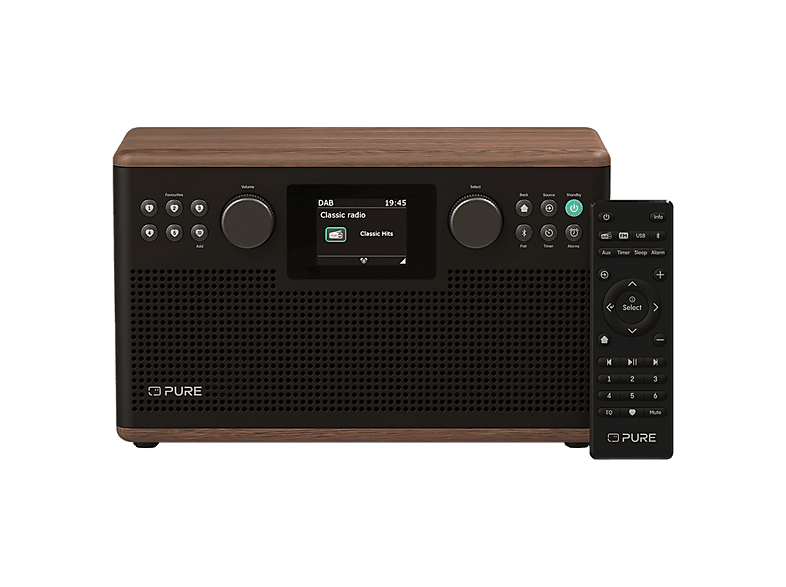 PURE Classic H6 Stereo-Radio, Digital, DAB+, DAB, FM, Bluetooth, Kaffee Braun/Walnuss