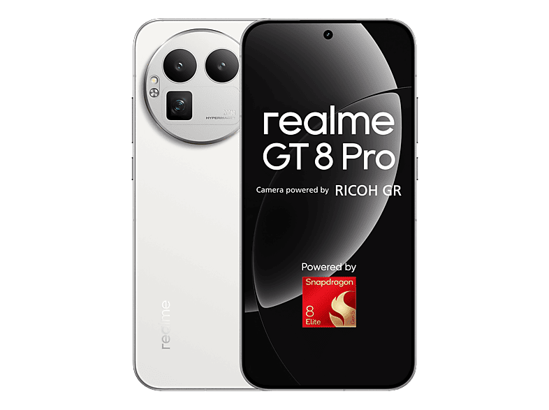 realme GT8 Pro, Blanco, 256GB, 12GB RAM, 6.79 AMOLED 144Hz, Cámara RICOH GR, Snapdragon 8 Elite Gen 5, 7000 mAh + 120W carga rápida