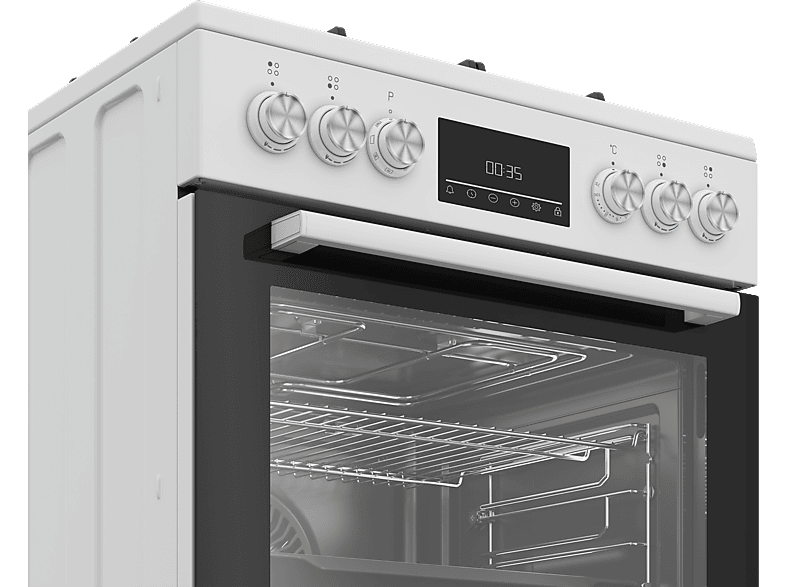 Kuchnia gazowo-elektryczna BEKO FBM62330GWDTN AeroPerfect Grill Prowadnice teleskopowe 60cm – zdjęcie 3