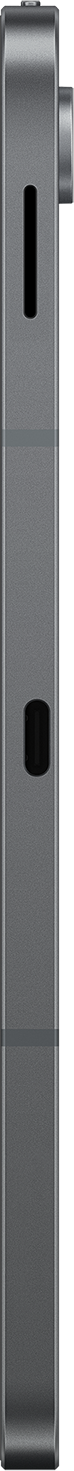 A gray rectangular object with two black oval holes, and a silver cylinder. Black background.