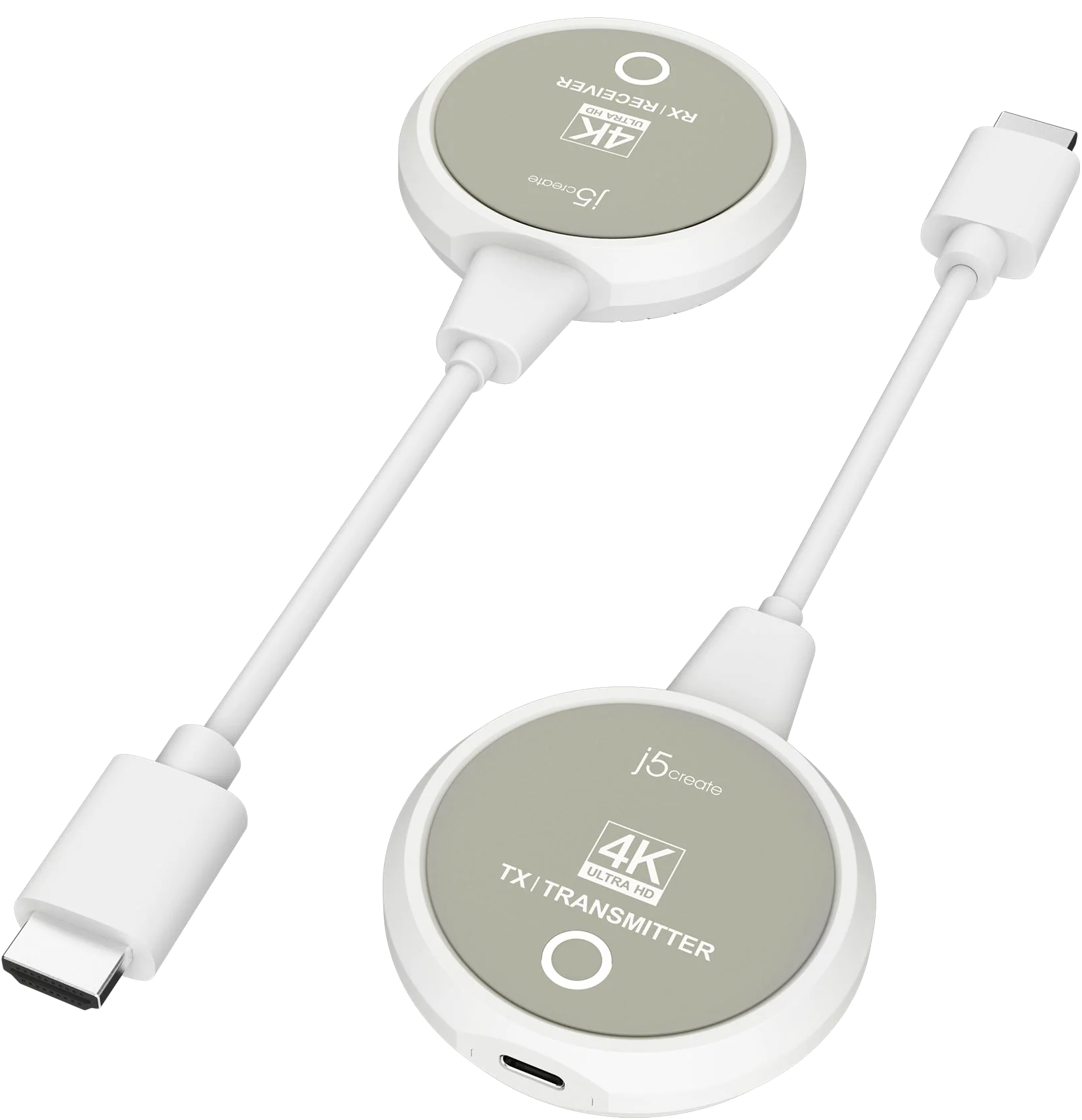 J5CREATE ScreenCast 4K@30Hz vezeték nélküli HDMI jeltovábbító, max. 30 méter, fehér-szürke (JVAW75-N)