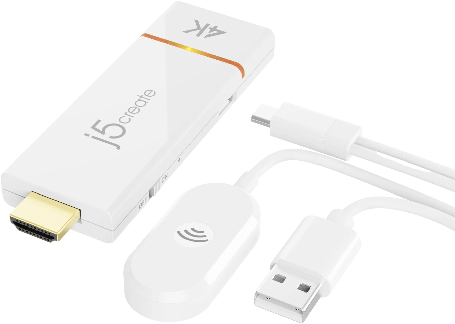 J5CREATE ScreenCast 4K@30Hz HDMI vezeték nélküli kijelzőadapter, 1.4, fehér (JVAW76-N)