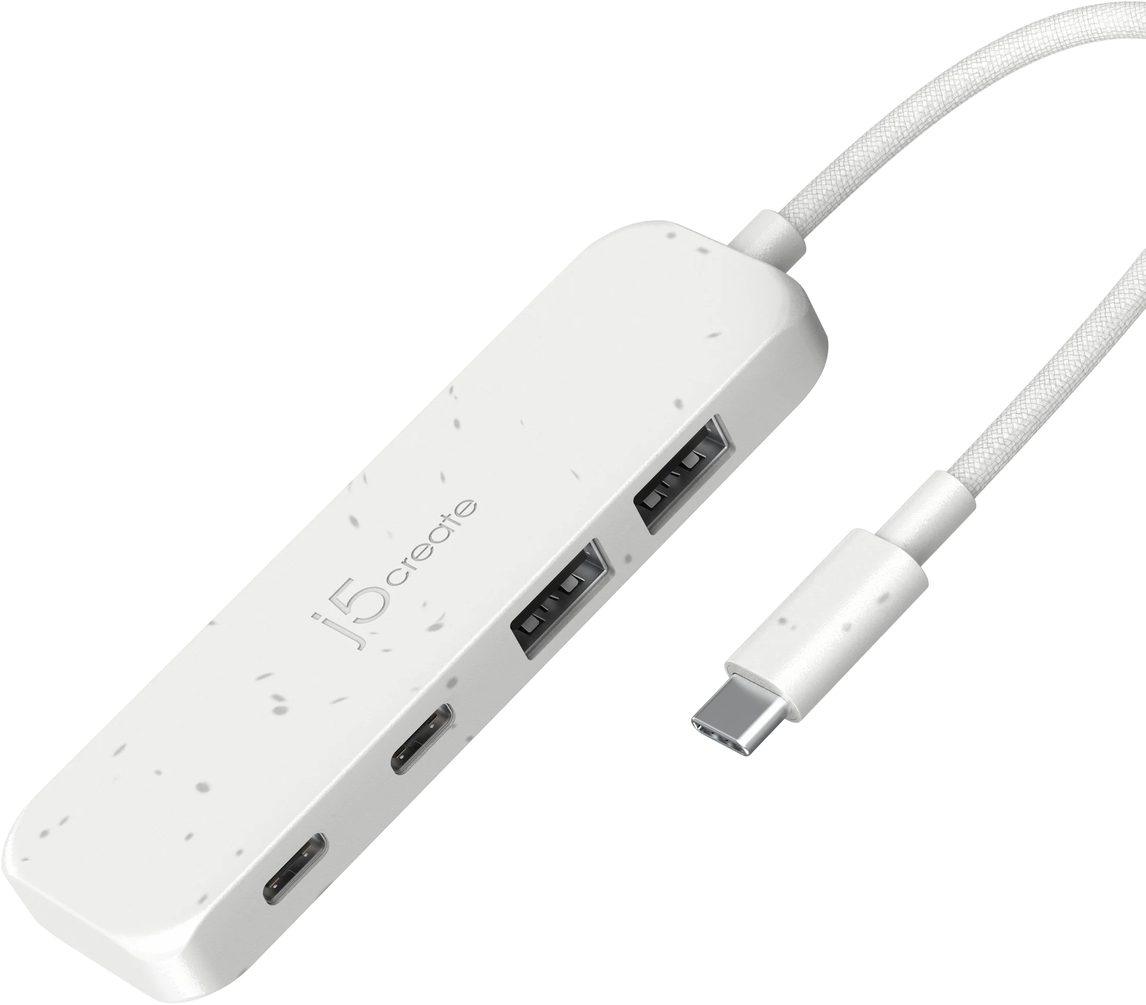 J5CREATE USB-C 3.2 Gen2 4 portos USB HUB, 2x-USB-C, 2x USB-A, újrafelhasznált anyagokból, fehér (JCH342EW-N)