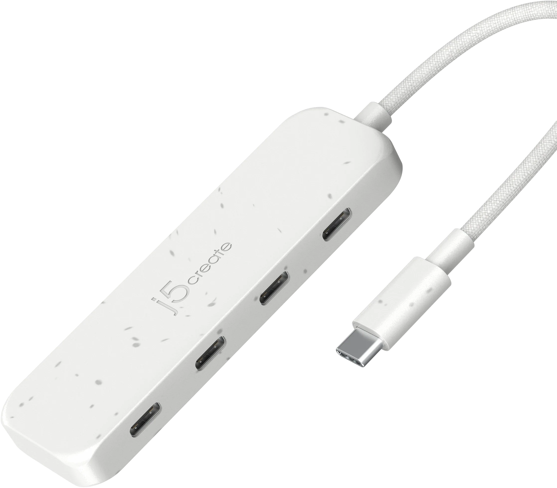 J5CREATE USB-C 3.2 Gen2 4 portos USB Type-C HUB, 4x-USB-C, újrafelhasznált anyagokból, fehér (JCH345EW-N)