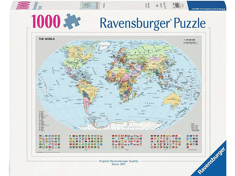 Ravensburger Politische Weltkarte, 1000 Teile (14 Jahren) Puzzle