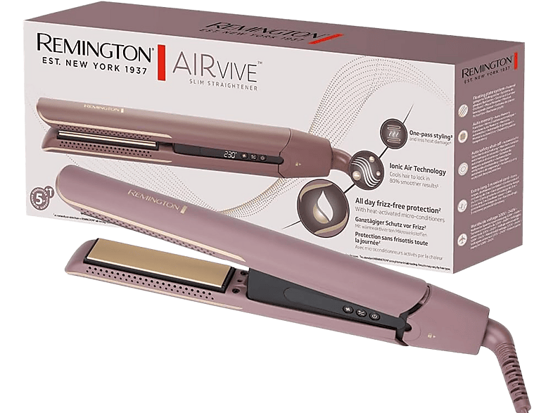 Remington S8930 Airvive Slim Haarglätter (Keramik, Temperaturstufen: 150-230°C, Mave Gold)
