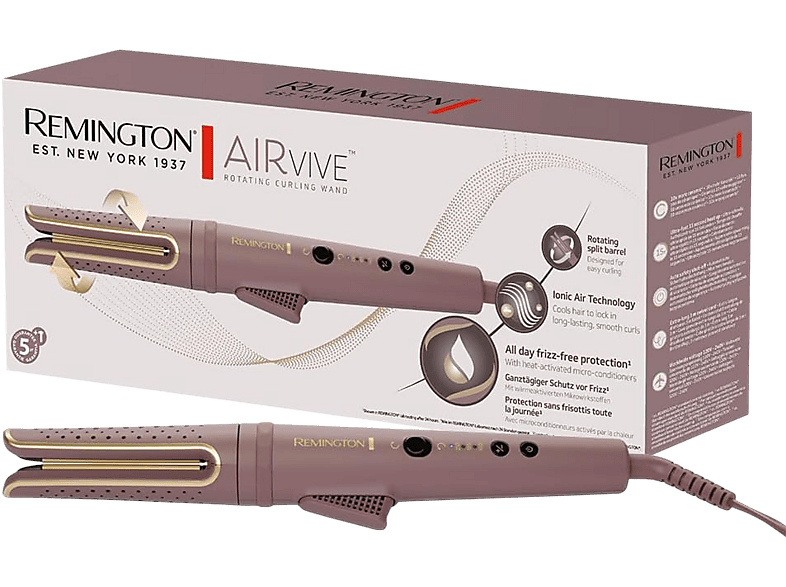 Remington CI 8930 Airvice Rotierender Lockenstab Mauve / Gold