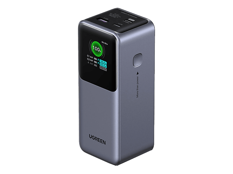 Batería externa - Ugreen UGR35524B, Universal, 2xUSB-C, 1x USB-A, 130 W, 20000 mAh, Gris